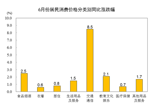 统计局：6月份居民消费价格同比上涨2.5% 环比持平